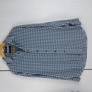 Beverly Hills Polo Club Mens Blue Plaid Button down Dress Shirt Preppy Sz.L